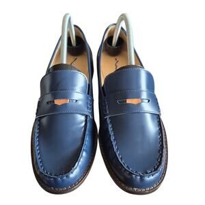 Ann Taylor Blue Penny Leather Loafers Size 9